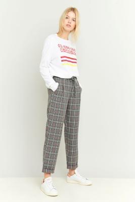 Light Before Dark Tie Front Grey Plaid Trousers - Womens M