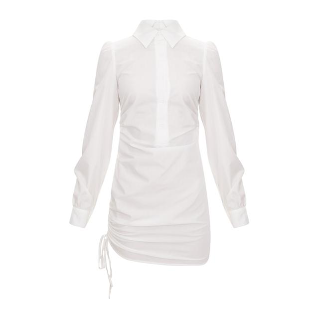 ruched side fitted shirt dress