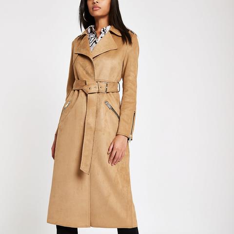 suede belted trench coat