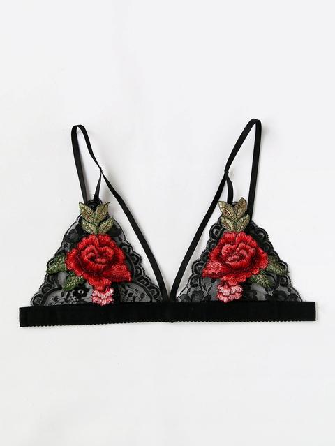 Flower Applique Lace Bralette