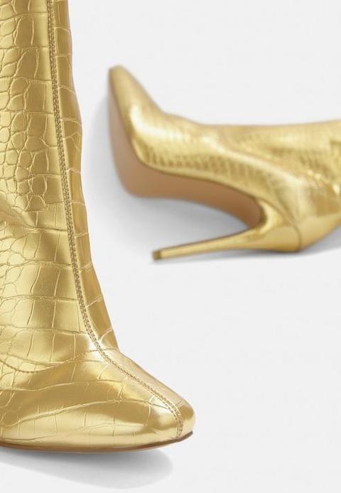 gold croc boots