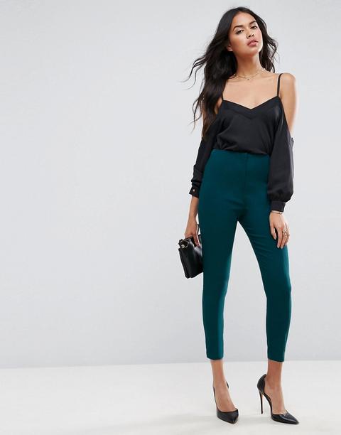 Asos - Pantaloni Skinny A Vita Alta - Verde