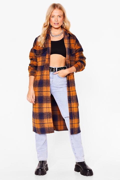 Womens Longline Check Duster Jacket