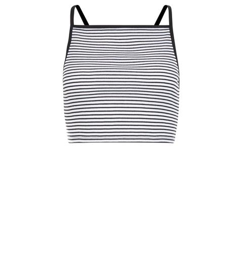 Black Ribbed Stripe Crop Top