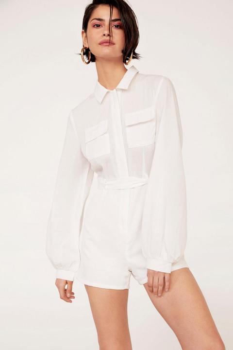 Only Love Can Shirt Like This Linen Collared Romper