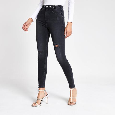 Black Ripped Hailey High Rise Skinny Jeans