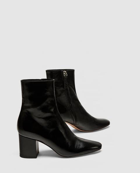 zara leather high heel ankle boots