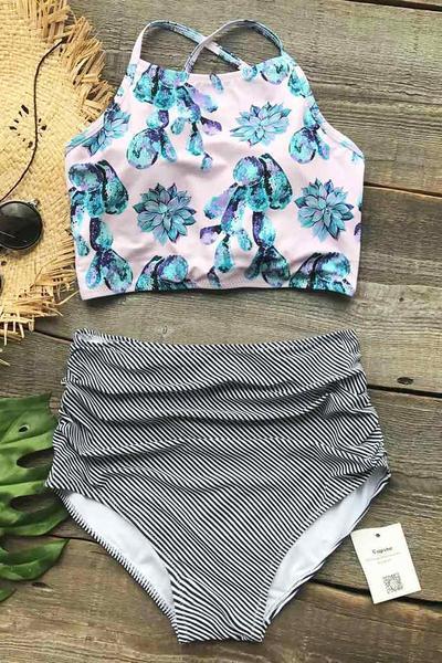 Cute Succulent Plants Floral Bikini Set