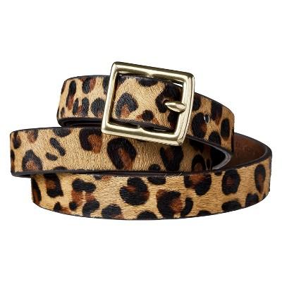 Women's Leopard Print Calf Hair Belt - Brown & Tan - A New Day™