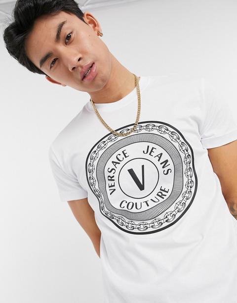 Versace Jeans Couture Emblem Logo T-shirt In White