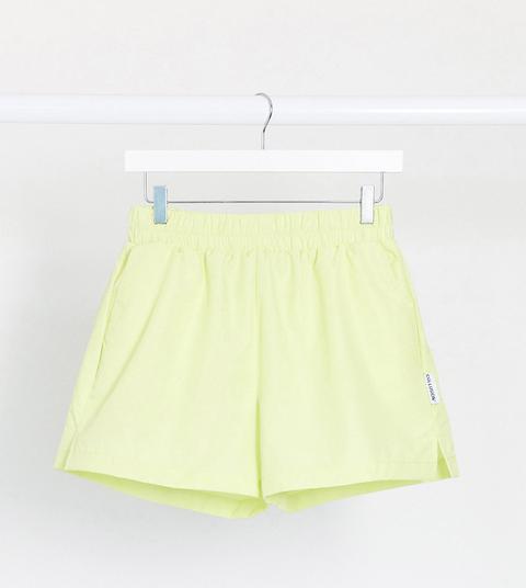 Collusion Nylon Sports Short In Acid Yellow