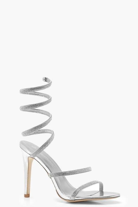 silver spiral heels