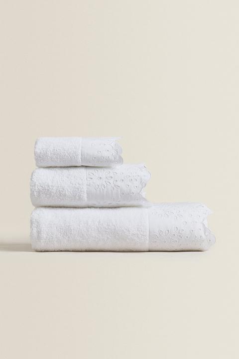 Serviette De Bain Coton Broderies