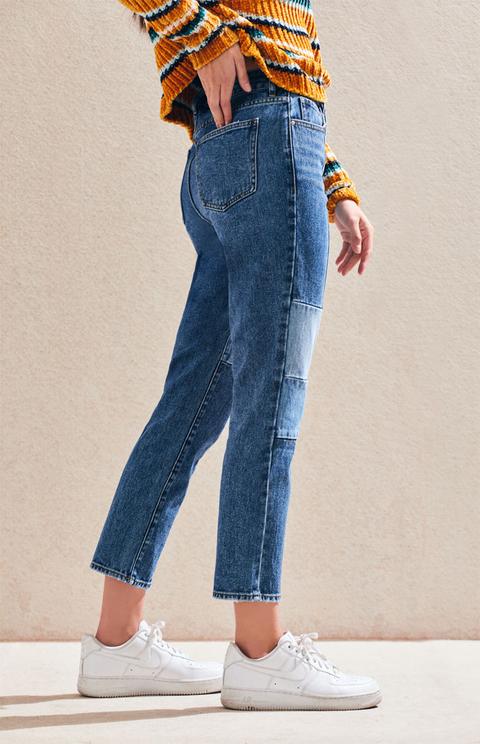 pacsun patch blue mom jeans