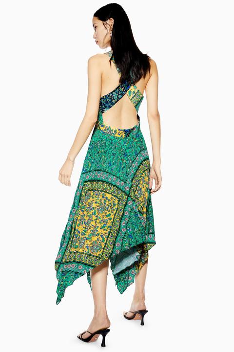 Womens Paisley Pleat Pinafore Dress Green Green from Topshop on