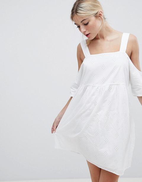 Vestido Amplio Con Hombros Descubiertos De Monki-blanco