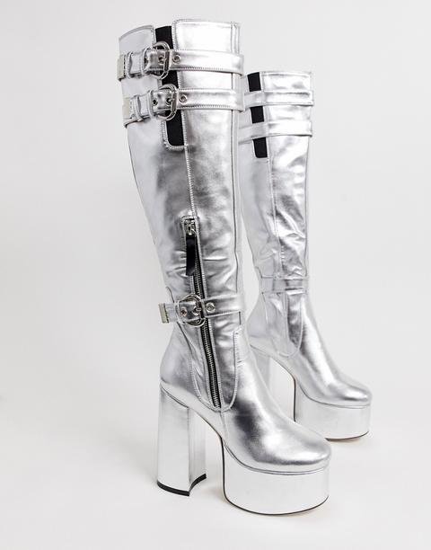 platform boots silver