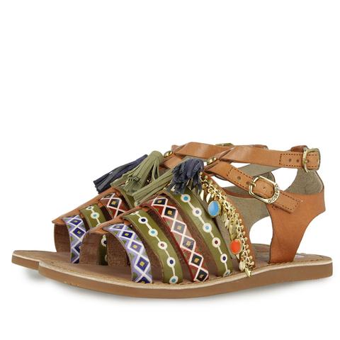 Sandalias Marrones De Piel Con Estampado Tribal Para Mujer Fedra