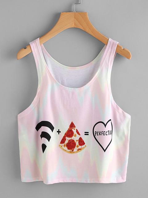 Graphic Print Crop Tank Top