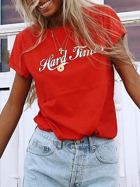 Short Sleeve Letter Print Casual T-shirt