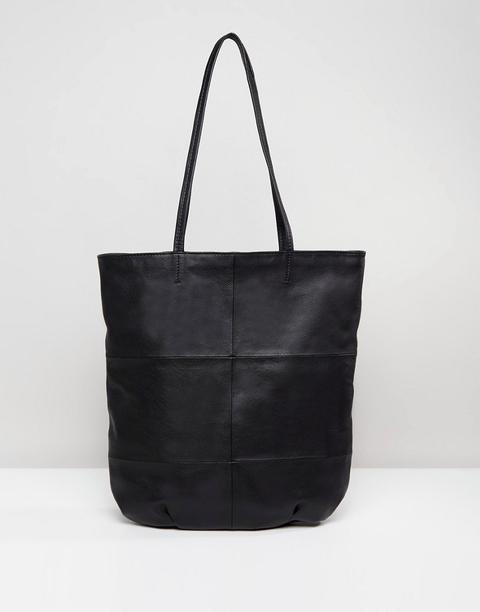 Asos Design - Shopper-tasche Mit Einsätzen Aus Leder - Schwarz