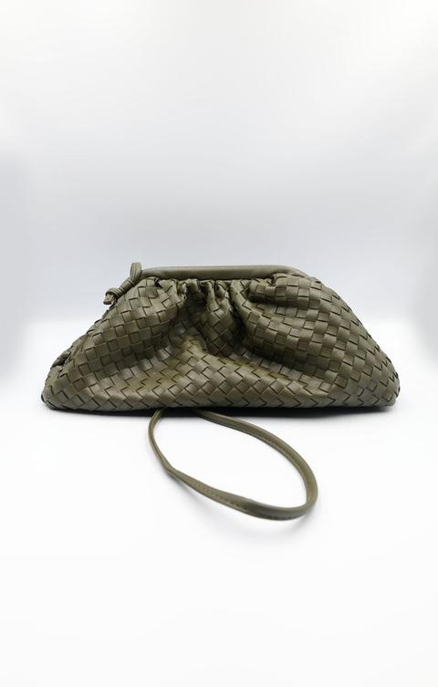 Khaki Matte Woven Ruched Mini Bag - Jolene