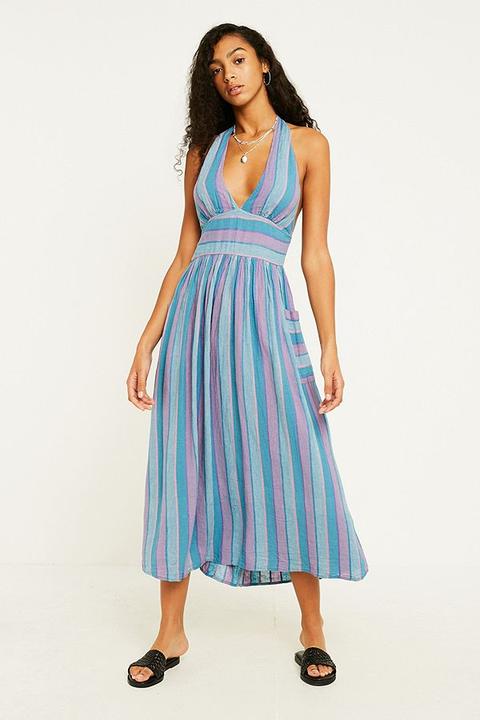 Uo Betsey Mermaid Stripe Halter Midi Dress