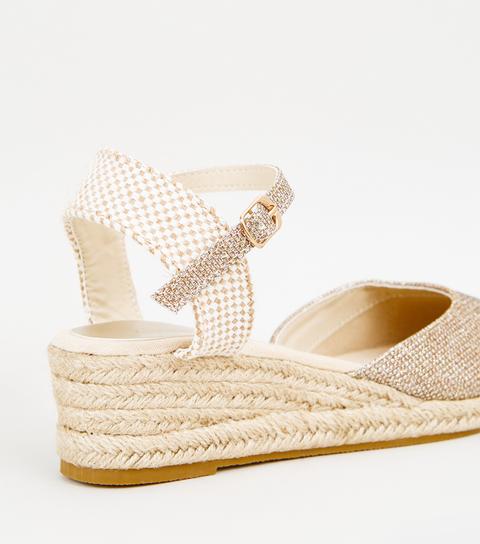 Gold Glitter 2 Part Espadrille Wedges New Look Vegan