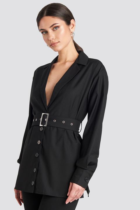 Oversize Belted Shirt Black