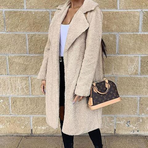 Camel Oversized Teddy Fur Coat