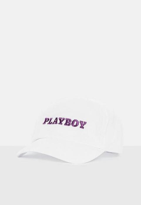 Playboy X Missguided White Slogan Cap 