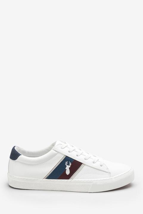 Mens Next White Stripe Trainers