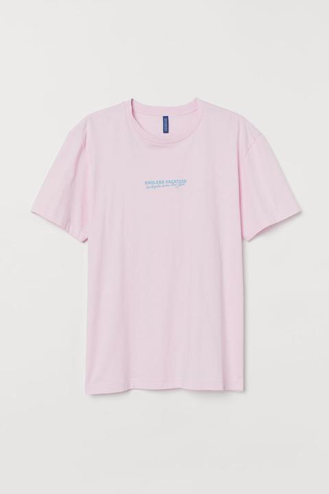 Camiseta Con Motivo Estampado - Rosa