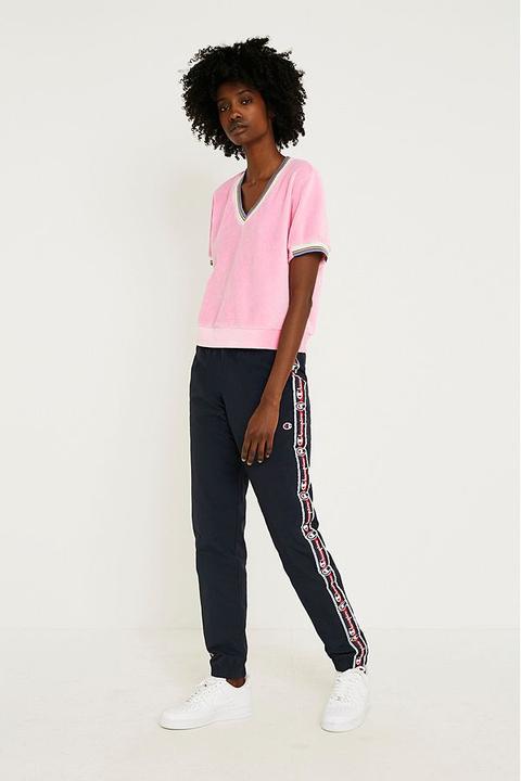 Champion Navy Logo Taped Tapered Track Pants