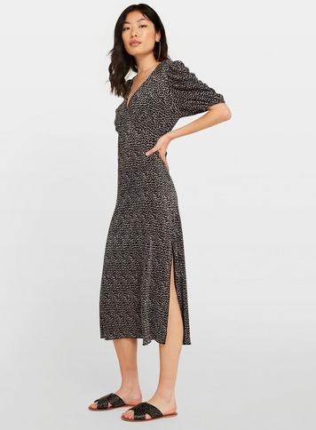 black ditsy print dress