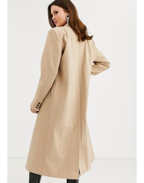 Asos Design Tall Double Breasted Longline Coat In Camel Beige From Asos On 21 Buttons