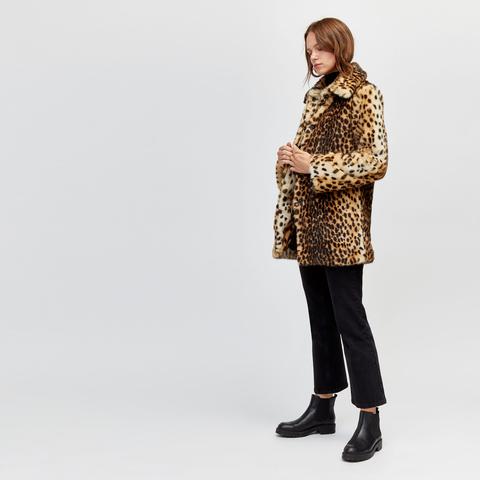 warehouse long leopard coat