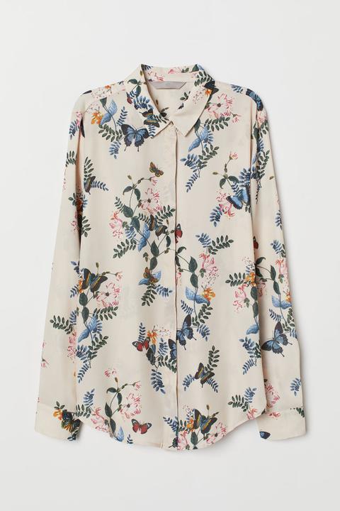 H & M - Camicetta A Maniche Lunghe - Beige