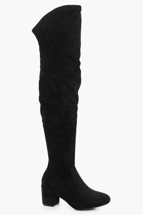 Extra Wide Fit Block Heel Over The Knee Boots