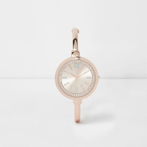 Rose Gold Tone Diamante Round Watch