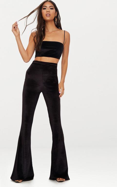 Black Velvet Flared Trousers