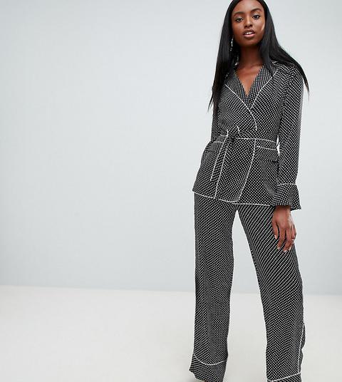 Missguided Tall Satin Polka Dot Wide Leg Trouser