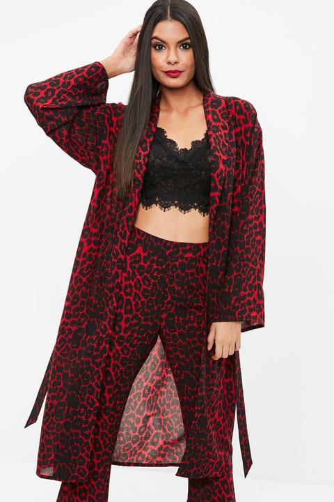 Red Leopard Duster Coat