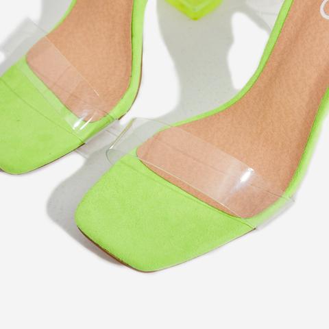 lime green perspex heels