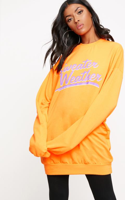 Orange Sweater Weather Slogan Sweater, Orange