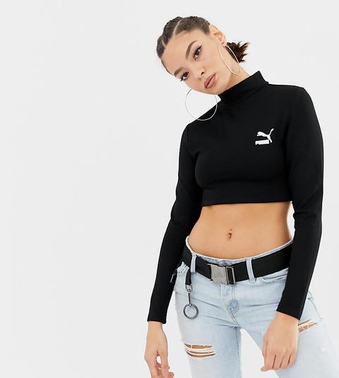 Top Corto De Manga Larga Con Cuello Alto En Negro Exclusivo De Puma from  ASOS on 21 Buttons