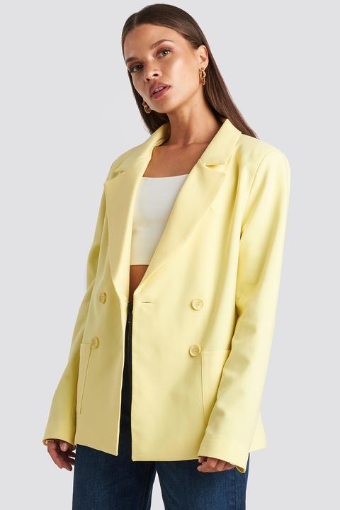 Front Pocket Oversized Blazer Gelb