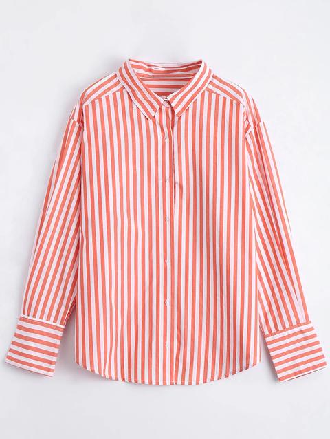 Camicia A Righe A Righe In Punta Orange