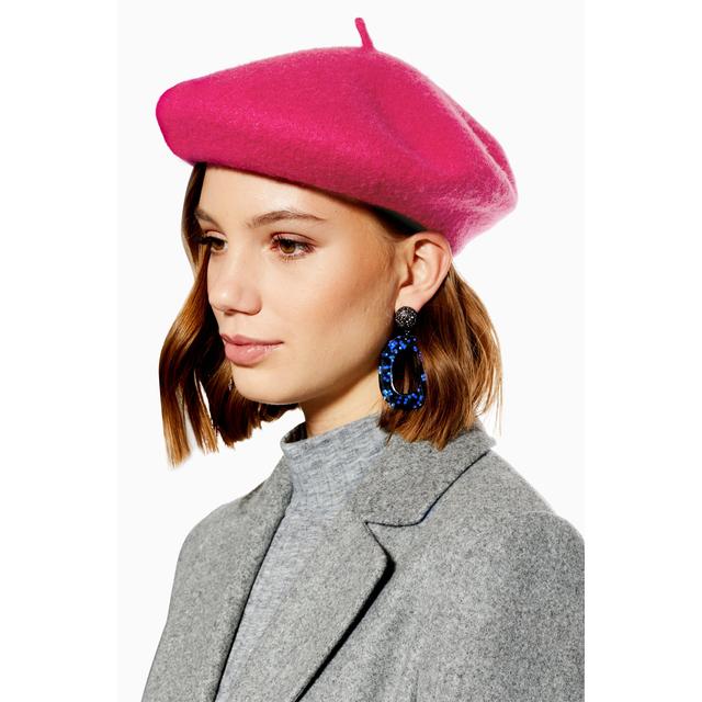 Womens Plain Beret - Magenta, Magenta 