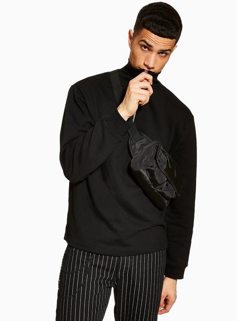 black funnel neck sweatshirt